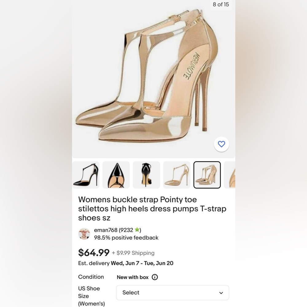 New in box gold patent high heels! Size 8